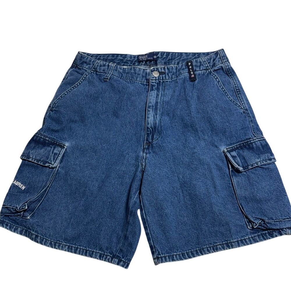 Vintage Polo Ralph Lauren Cargo Denim Shorts Jean Women's Plus Size 18